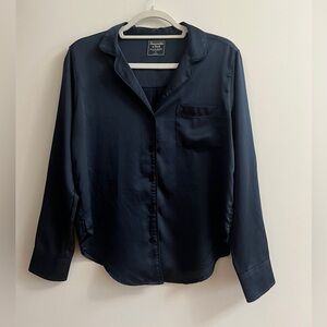 Abercrombie & Fitch Navy Blue Satin Blouse